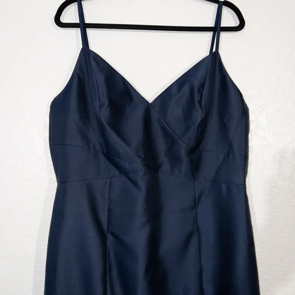 NWT Alfred Sung Midnight Navy Spaghetti Strap Mermaid Dress Size 18 - Picture 4 of 10